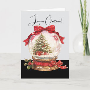 Christmas Tree in Festive Snowglobe Holiday Card