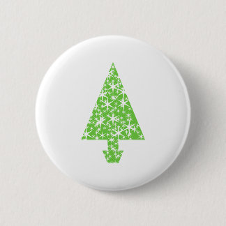 Christmas Tree in Green and White. 2 Inch Round Button