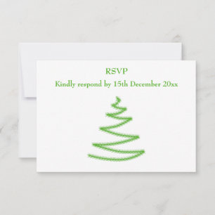 Christmas Tree in Green, Simple and Stylish. RSVP Card
