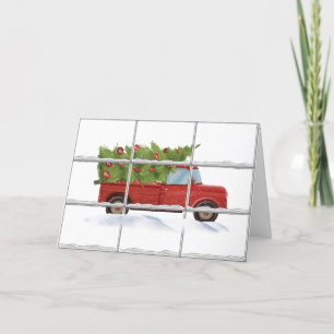 Christmas Tree in Red Truck Holiday Card