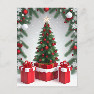 🎄 Christmas Tree in Snowy Wonderland ❄️ Festive  Postcard