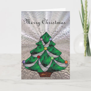 Christmas Tree in Stained Glass Holiday Card