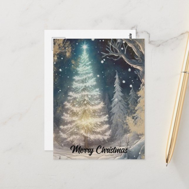 Christmas Tree in the Forest Postcard (Front/Back In Situ)