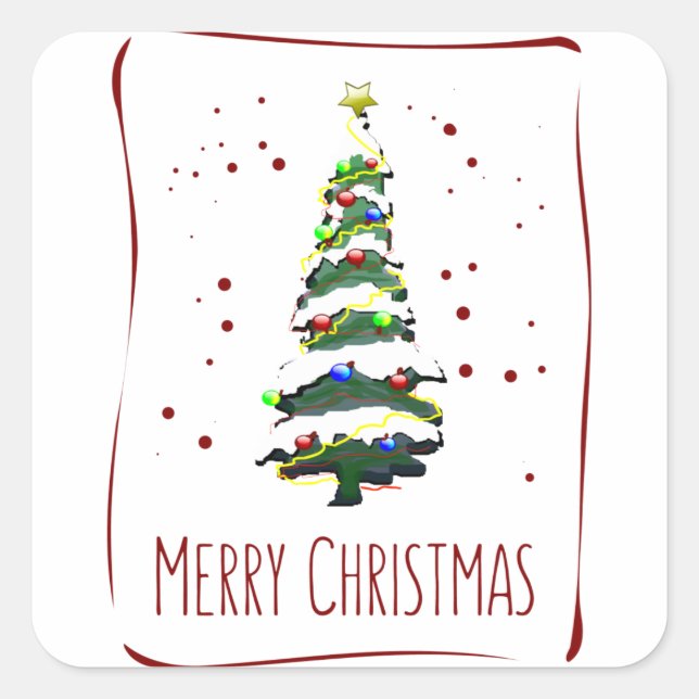 Christmas Tree In The Snow, Greeting Card 2022 Square Sticker (Front)