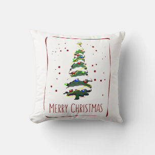 Christmas Tree In The Snow, Greeting Card 2022 Throw Pillow