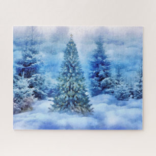Christmas Tree in the Snowy Forest Jigsaw Puzzle