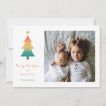 Christmas tree in twilight holiday card