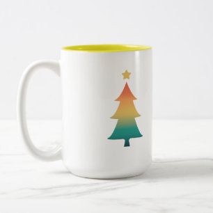 Christmas tree in twilight Two-Tone coffee mug