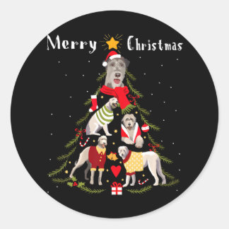Christmas Tree Irish Wolfhound Lover Xmas Dog Classic Round Sticker