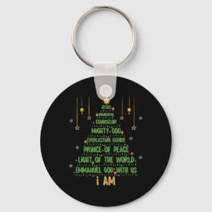 Christmas Tree Jesus Christian Bible Faith Holiday Keychain