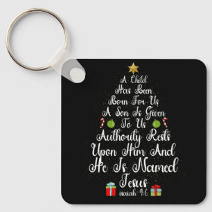 Christmas Tree Jesus Mighty God Isaiah 9 6 Faith C Keychain