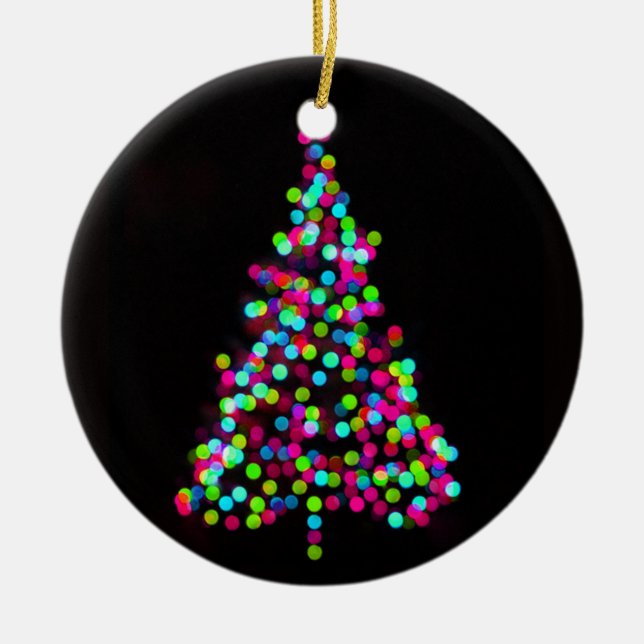 Christmas Tree Jewels Ceramic Ornament (Front)