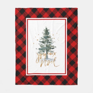Christmas tree Joyeux Noel Typography Fleece Blanket