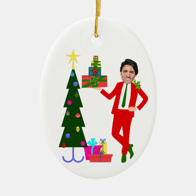 Christmas tree Justin Trudeau Ceramic Ornament (Front)