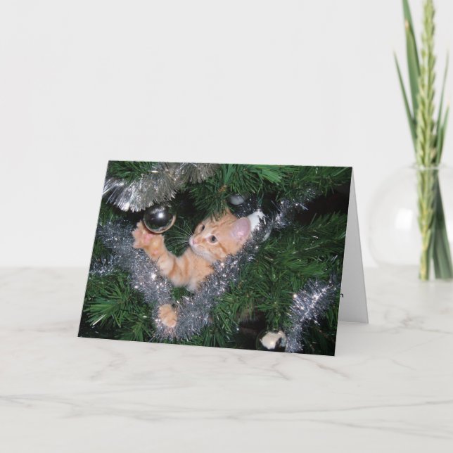 Christmas tree kitten - Customized Holiday Card (Front)