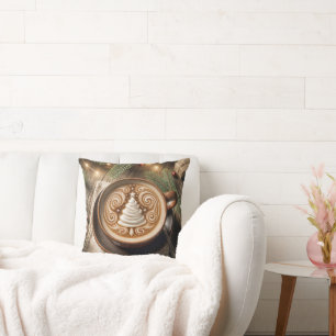 Christmas Tree Latte Throw Pillow