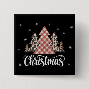 Christmas Tree Leopard Funny Xmas Holiday 2 Inch Square Button