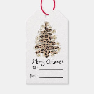 Christmas Tree Leopard Print Glitter To and From Gift Tags