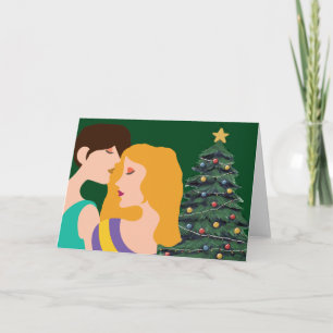 Christmas Tree Lesbian Couple Art Beautiful Card