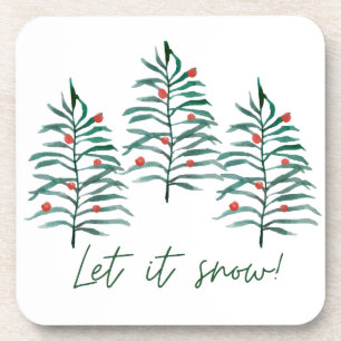 Christmas tree - Let it snow Throw Pillow Coaster