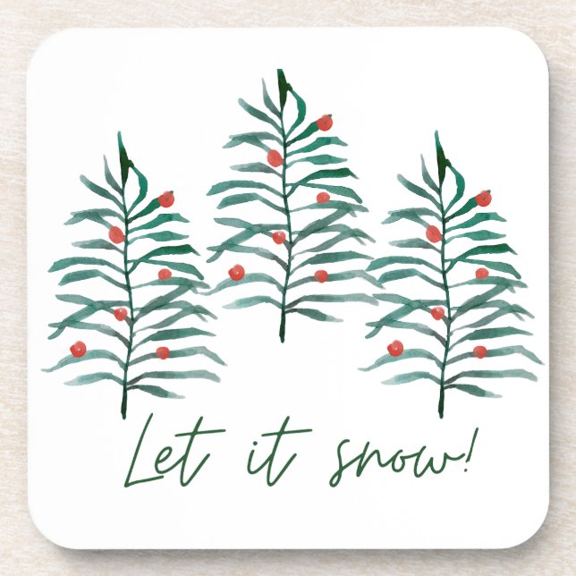Christmas tree - Let it snow Throw Pillow Coaster (Front)