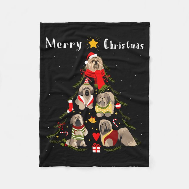 Christmas Tree Lhasa Apso Lover Xmas Dog Owner New Fleece Blanket (Front)