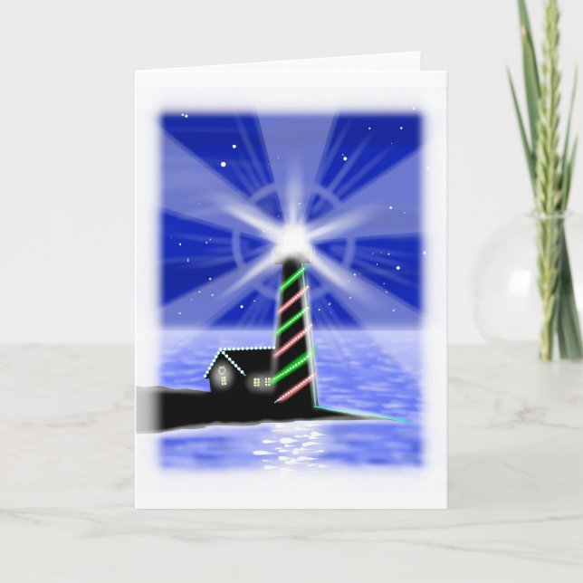 Christmas tree lighthouse folded card (Front)