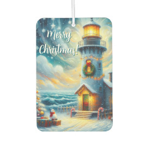 Christmas Tree Lighthouse Nautical Coastal Blue Air Freshener