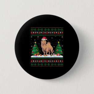Christmas Tree Lights Bactrian Camel Santa Ugly Xm 2 Inch Round Button