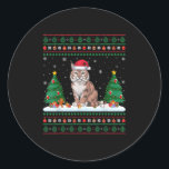 Christmas Tree Lights Bobcat Santa Ugly Xmas Sweat Classic Round Sticker<br><div class="desc">Christmas Tree Lights Bobcat Santa Ugly Xmas Sweater Men Women Kids</div>