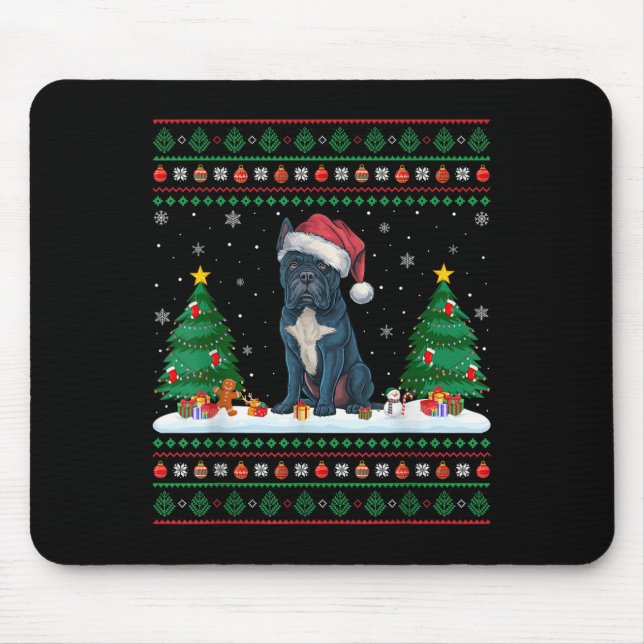 Christmas Tree Lights Cane Corso Dog Santa Ugly Xm Mouse Pad (Front)