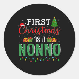 Christmas Tree Lights Decor Funny First Christmas  Classic Round Sticker