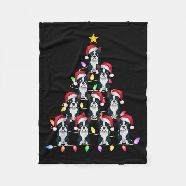 Christmas Tree Lights Men Women Santa Boston Terri Fleece Blanket (Front)