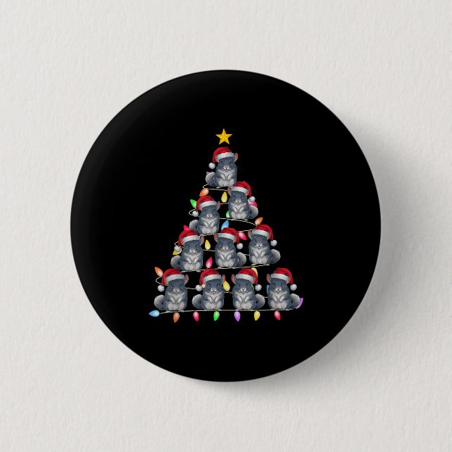 Christmas Tree Lights Men Women Santa Chinchilla X 2 Inch Round Button (Front)