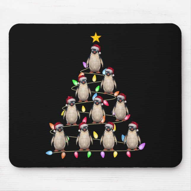 Christmas Tree Lights Men Women Santa Penguin Xmas Mouse Pad (Front)