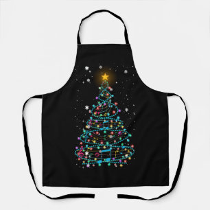 Christmas Tree Lights Music Notes Musical Xmas Tre Apron