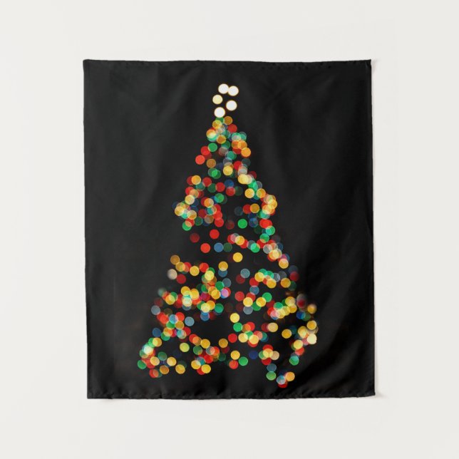 Christmas Tree Lights Nighttime Bokeh Tapestry (Front)