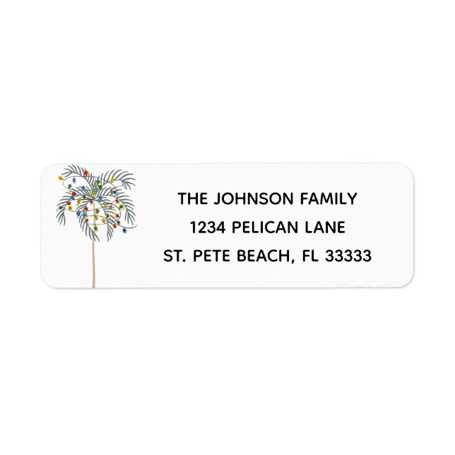 Christmas Tree Lights on Palm Tree Return Address (Front)