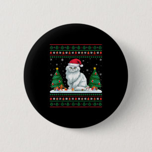 Christmas Tree Lights Persian Cat Santa Ugly Xmas  2 Inch Round Button