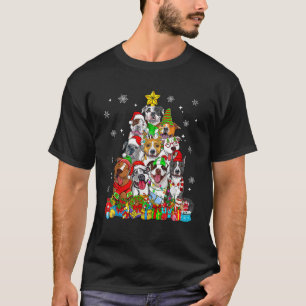 Christmas Tree Lights Pitbull Dog Lover Xmas Pajam T-Shirt