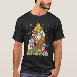 Christmas Tree Lights Poodle Dog  Xmas Pajama T-Shirt