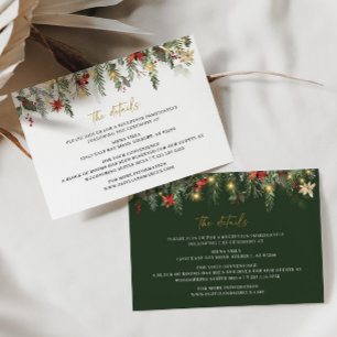 Christmas Tree Lights Rustic Winter Wedding Enclosure Card