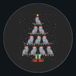 Christmas Tree Lights Santa Hat Elf Maine Coon Xma Classic Round Sticker<br><div class="desc">Christmas Tree Lights Santa Hat Elf Maine Coon Xmas Tree</div>