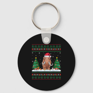 Christmas Tree Lights Woolly Mammoth Santa Ugly Xm Keychain