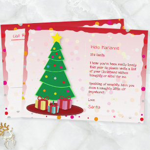 Christmas Tree, List For Santa, Postcard For kids 