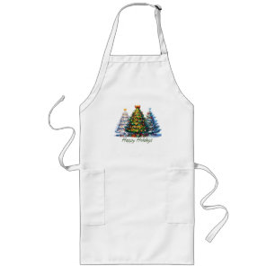 Christmas tree long apron