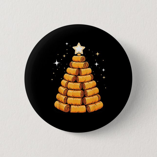 Christmas Tree Luma Filino Spring Rolls  2 Inch Round Button (Front)