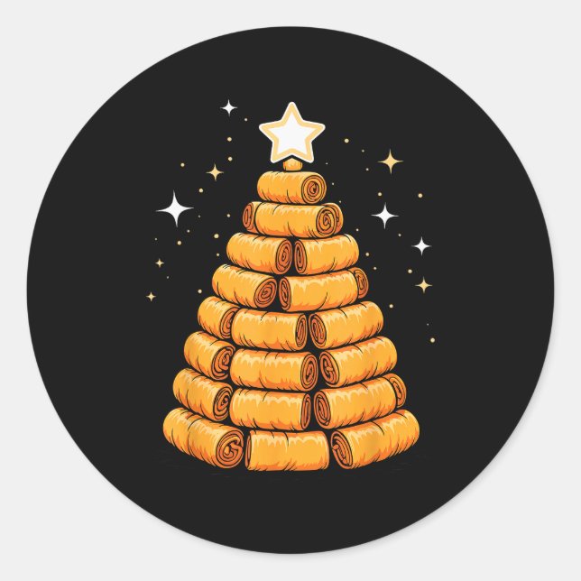 Christmas Tree Luma Filino Spring Rolls  Classic Round Sticker (Front)