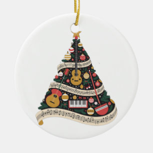 Christmas Tree Made from Musical Instruments   Ceramic Ornament
