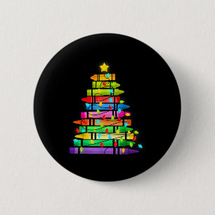 Christmas Tree Made Of Crayons School Teacher Life 2 Inch Round Button